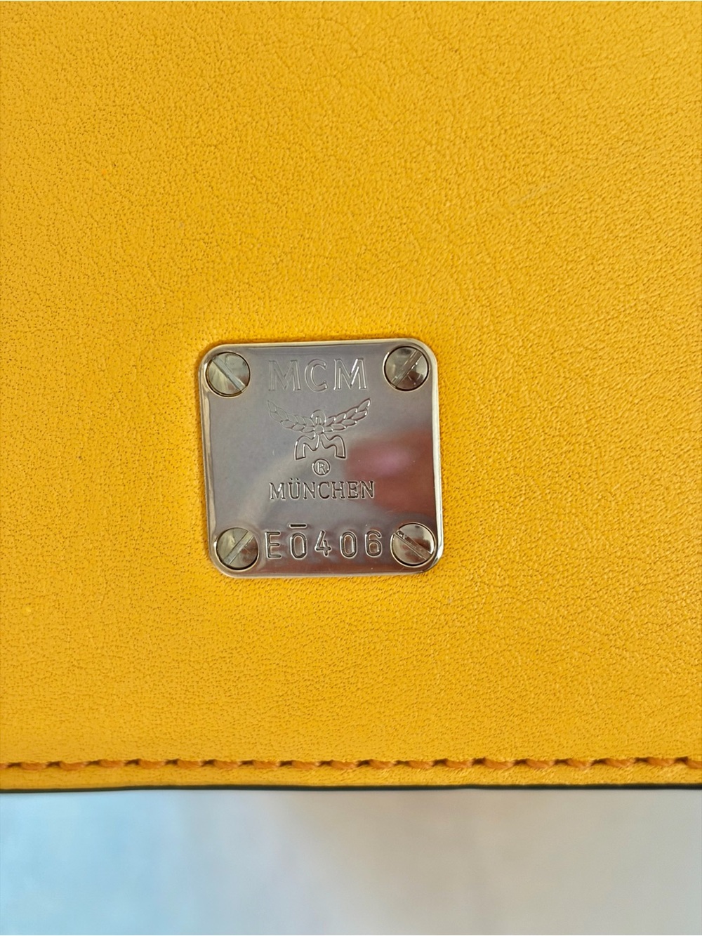 MCM Yellow Studded Leather Shoulder Bag with Pink MCM Wallet - Picture 10 of 16